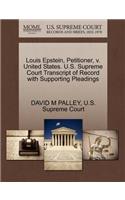 Louis Epstein, Petitioner, V. United States. U.S. Supreme Court Transcript of Record with Supporting Pleadings