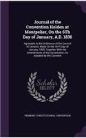 Journal of the Convention Holden at Montpelier, On the 6Th Day of January, A.D. 1836