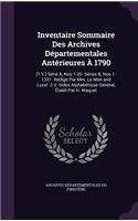 Inventaire Sommaire Des Archives Départementales Antérieures À 1790