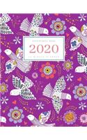 Appointment Book 2020: 8.5 x 11 - 15 Minute Planner - Large Notebook Organizer with Time Slots - Jan to Dec 2020 - Dove Flower Doodle Design Purple