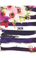 2020: Custom Design Blue Floral 2020 Planner Dated Journal Notebook Organizer Gift - Daily Weekly Monthly Annual Activities Calendars Notes To Do Lists - 