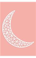 Notebook: Pink Crescent Moon Designer College Ruled Lined Blank Notebook Journal Notepad