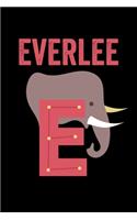 Everlee: Journal (Diary, Notebook) Personalized Custom Name Alphabet Elephant Birthday Gift for Girls