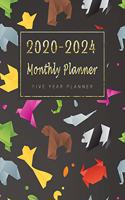 2020-2024 Monthly Planner Five Year Planner: 60 Months Yearly Planner Monthly Calendar No Holiday Origami Cover