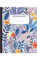 Composition Notebook: Modern Floral Wide Ruled Notebook Lined School Journal - 100 Pages - 7.5 x 9.25" - Children Kids Girls Teens Women - Perfect For School