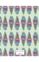 Sketchbook: Ice cream on green cover (8.5 x 11) inches 110 pages, Blank Unlined Paper for Sketching, Drawing, Whiting, Journaling & Doodling(5 Ice Cream on Green Sketchbook)