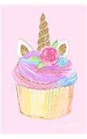 Unicorn Notebook: Blank Lined Journal Wide Ruled Unicorn Cupcake