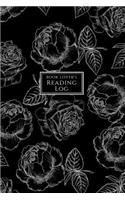 Book Lover's Reading Log: Book Tracker/Reading Log with Details and Ratings Black with White Stenciled Rose Pattern