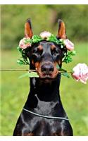 Floral Doberman Notebook: 150 lined pages, glossy softcover, 6 x 9