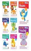 Pegasus Basic Skills for Children Books Set of 8- Pasting, Colouring, Mazes,Tracing,Cutting, Matching,Pattern & Sorting