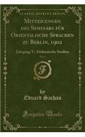 Mitteilungen Des Seminars Fï¿½r Orientalische Sprachen Zu Berlin, 1902, Vol. 3: Jahrgang V; Afrikanische Studien (Classic Reprint): Jahrgang V; Afrikanische Studien (Classic Reprint)