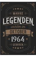 Wahre Legenden wurden im Oktober 1964 geboren: Vintage Geburtstag Notizbuch - individuelles Geschenk für Notizen, Zeichnungen und Erinnerungen - liniert mit 100 Seiten