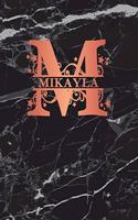 Mikayla: Personalized Journal Notebook for Women or Girls. Monogram Initial M with Name. Black Marble & Rose Gold Cover. 8.5 X 11 110 Pages Lined Journal Pap