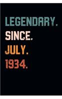 Blank Lined Journal, Notebook, Diary, Planner - Legendary Since July 1934 - 85th Birthday Gift For 85 Years Old Men and Women born in July: Medium College-Ruled Journey Diary, 110 page, Lined, 6x9 (15.2 x 22.9 cm)