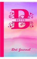 Betty Dot Journal: Personalized Custom First Name Personal Dotted Bullet Grid Writing Diary - Cute Pink & Purple Watercolor Cover - Daily Journaling for Journalists & 