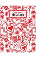 Love Hearts Notebook: Cute red love hearts pattern. Fun bright illustrated journal with college ruled lined composition interior. Bold modern design 8.5 x 11.