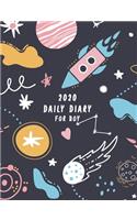 2020 Daily Diary for Boys: Kids Daily Planner and Gratitude Journal 365 days Happy Plan - Keep Track for a Fun Daily Activity Writing and Drawing - Galaxy Space Theme