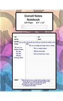 Cornell Notes Notebook: Note Taking System, For Students, Writers, Meetings, Lectures Large Size 8.5 x 11 (21.59 x 27.94 cm), Durable Matte Watercolor Dotted Pinwheels Desi