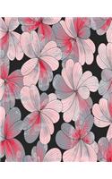 Pink Flowers Pattern Composition Book: Blank Lined Composition Notebook 75 Sheets / 150 Pages 8.5 x 11 inch