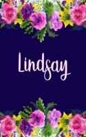 Lindsay: Personalized Name Pink Floral Design Matte Soft Cover Notebook Journal to Write In. 120 Blank Lined Pages