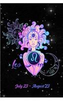 2020 Zodiac Weekly Planner - Leo July 23 - August 23: Stylized Fashionable Lady on Black Starry Background - 14 Month Horoscope Planner