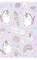 Kawaii lumpy unicorns 2: chubby unicorns Notebook, Diary and Journal with 120 Lined Pages with sweets