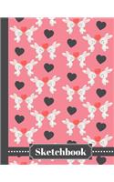 Sketchbook: Cute Valentine's Day Rabbit Sketch Book Large 8.5x11 Blank 110 Page Notebook For Drawing, Doodling, Sketching Bunny