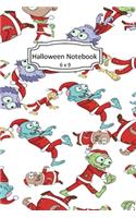 Halloween Notebook: Zombie Santa Clip Art Images on 6 x 9 Blank Lined Softcover Journal for Notes, Halloween Gift Design Cover Note Book