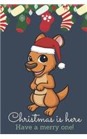 Christmas Is Here Have A Merry One: Festive Kawaii Chibi Kangaroo Dressed Up Like Santa with a Red White Hat. Holiday Stockings and Ornaments Notebook Cover. Great Journal Gift or Stoc