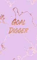 Goal Digger: Inspirational Quote Notebook, Beautiful Pink Marble and Rose Gold - 8.5 x 11, 120 Wide Ruled Pages