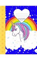 Unicorn Clouds Notebook: School Supplies Primary Composition Book for Kids