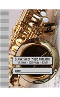 Blank Sheet Music Notebook: Saxophone Cover - A Versatile Staff Paper Notebook (10 Stave/100 Pages/8.5x11)