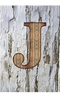 J: Monogram Notebook - College Ruled - Writers Notebook - Personalized Gift - Wood Plank Background