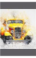 Old Yellow Car - Lined Notebook: Medium Ruled, Soft Cover, 6 X 9 Journal, 190 Pages