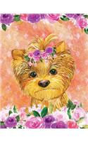 My Big Fat Journal Notebook For Dog Lovers Yorkshire Terrier In Flowers