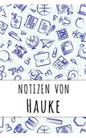 Notizen von Hauke: Kariertes Notizbuch mit 5x5 Karomuster für deinen personalisierten Vornamen