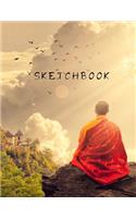 Sketchbook: Meditation Mindfulness Drawing Sketching Art Book 8.5 x 11 110 Blank Pages Tibetan Monk