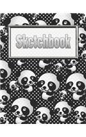 Sketchbook: Silly Cute Panda Bears Sketchbook & Art Notebook - Large Blank Sketchbook: 100 Pages - 8.5"x11" Blank Drawing Book & Sketching Journal Notepad
