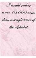 I would rather write 10,000 no single letter of the alphabet