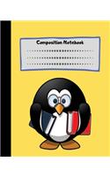 Composition Notebook: Penguin Wide Ruled Blank Lined College Notebook For Kids Teens Girls To Take Notes For School & College Classes.