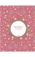 Yearly Planner 2021: Pink Flower, Yearly Calendar Book 2021, Weekly/Monthly/Yearly Calendar Journal, Large 8.5" x 11" 365 Daily journal Planner, 12 Months Calendar, sche