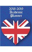 2018-2019 Academic Planner: Blue Union Jack Heart Cover
