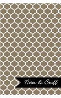 Notes & Stuff Lined Notebook With Khaki Moroccan Trellis Pattern Cover