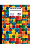 Composition Notebook 4X4 Graph Paper: Trendy Colorful Building Blocks Back to School Composition Book for Teachers, Students, Kids and Teens