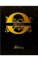 Olivia Diary: Letter O Personalized First Name Personal Writing Journal Black Gold Glittery Space Effect Cover Daily Diaries for Journalists & Writers Note Taking