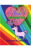 I Love Unicorns: Journal Unicorn, Diary, Cute Sketch Book Unicorn - For Girls Large Notebook, Doodling or Sketching: 110 Pages, 8.5" x 11". Cute Cover Sketchbook