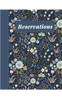 Reservations: Stylish Restaurant Table Reservation Book with Beautiful Floral Pattern Cover Design in Navy Blue