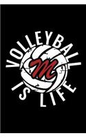 M Monogram Initial Volleyball Journal