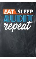 Eat Sleep Audit Repeat: Chalkboard, Orange & Blue Design, Blank College Ruled Line Paper Journal Notebook for Accountants and Their Families. (Bookkeeping and Tax Season 6 