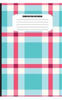 Composition Notebook: College Ruled Pretty Vintage Plaid Pattern Writing Journal (6" x 9", 110 pages)